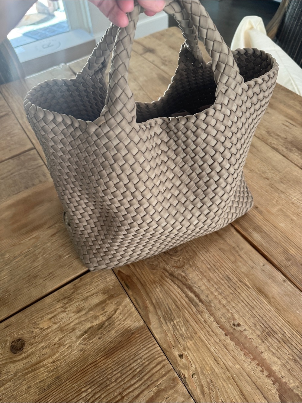 Naghedi Taupe Woven Tote
